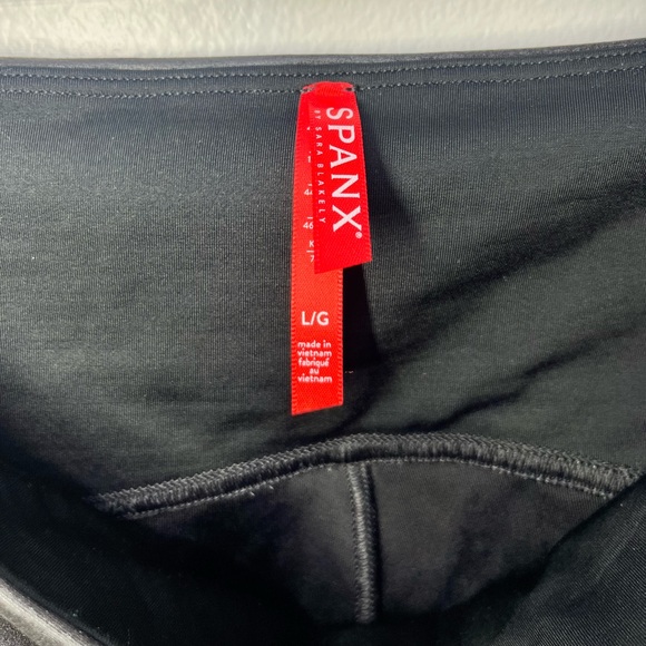 SPANX Faux Leather Leggings Black Size L High Rise Stretch - Picture 7 of 14